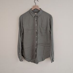 a new day Women's Black Striped Button Down Shirt